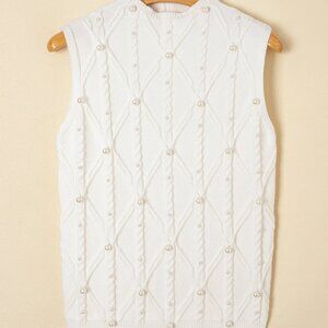 White Pearl Knit Sweater Vest  - S (4 -6)